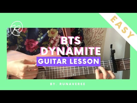 BTS - DYNAMITE Easy Guitar Tutorial (Including the Key Change)