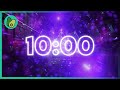 10 Minute Countdown Timer - Polygon Tunnel 📐 Abstract Neon Lights with Electronic Music (4K UHD)