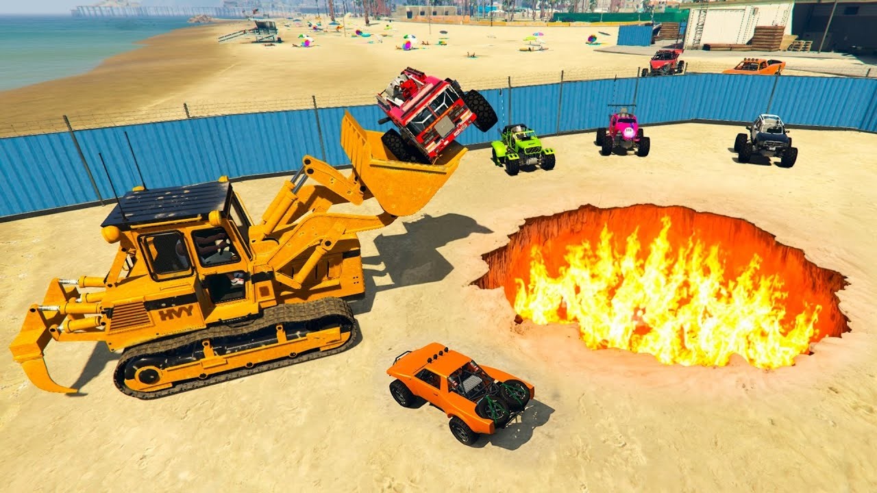 GRUAS vs COCHES! MUCHAS RISAS!! - GTA 5 ONLINE