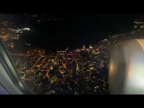 Seattle Skyline at night from the air
