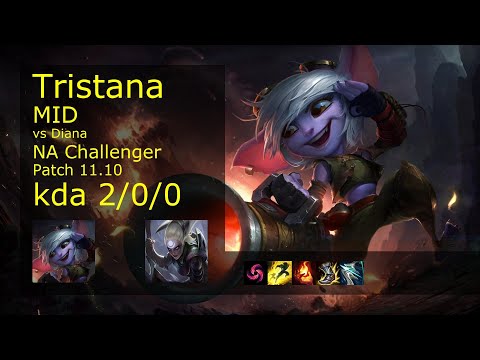 Tristana vs Diana Mid - NA Challenger 2/0/0 Patch 11.10 Gameplay