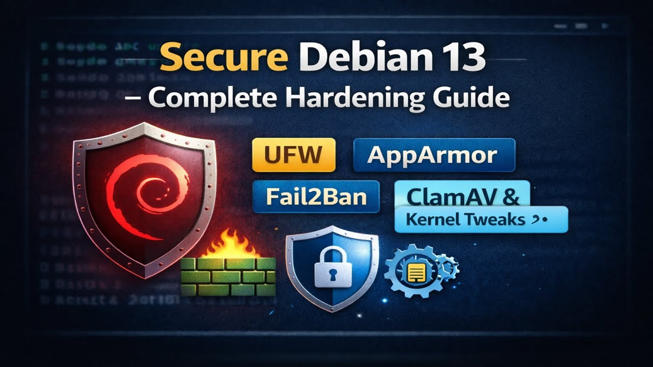 Secure Debian 13 — Complete Hardening Guide | UFW, AppArmor, Fail2Ban, ClamAV & Kernel Tweaks
