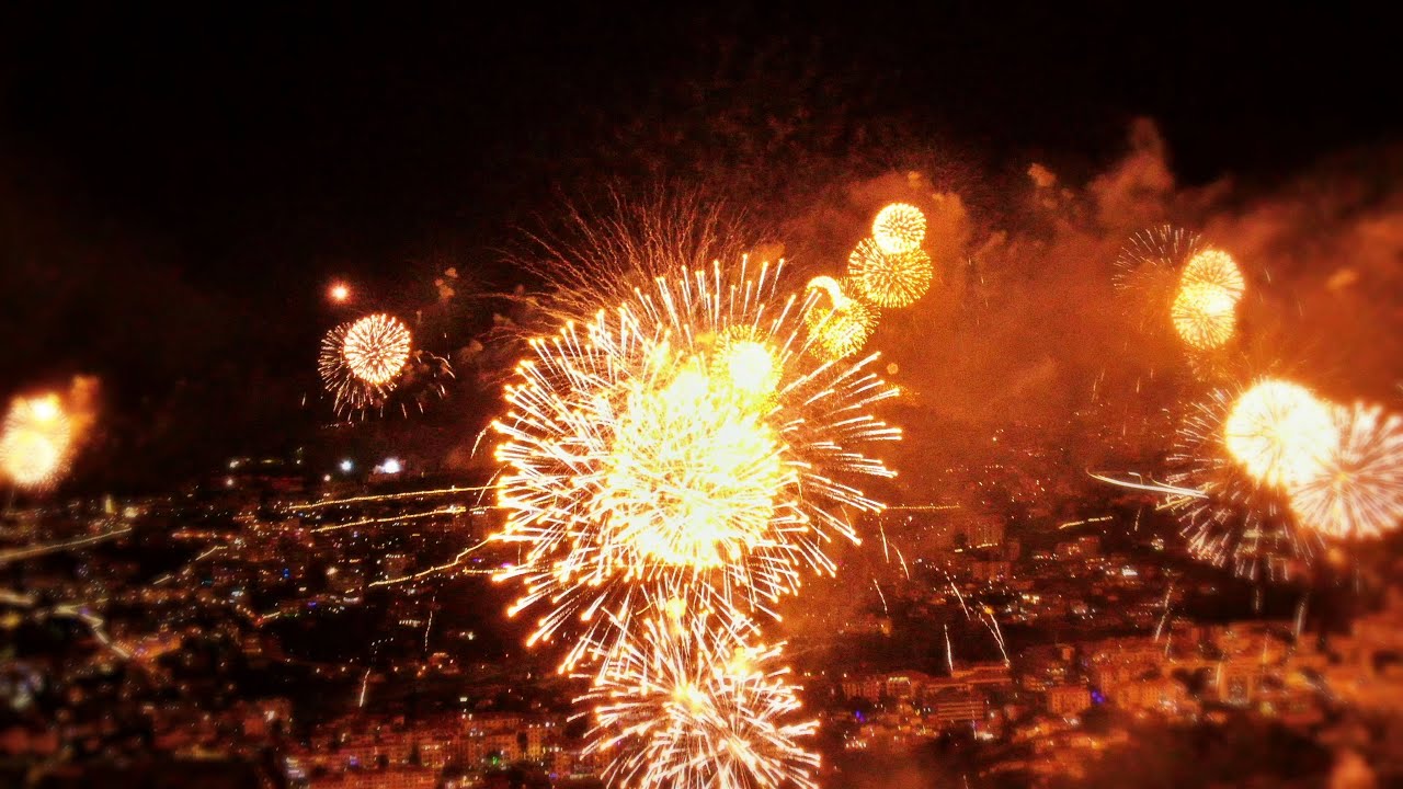 Madeira Funchal New Years Eve 24-25 Drone View 4K UHD