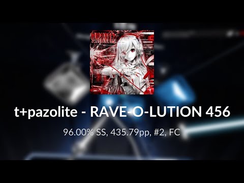 Beat Saber | RAVE-O-LUTION 456 - t+pazolite | 96.00% SS, 435.79pp, #2, FC