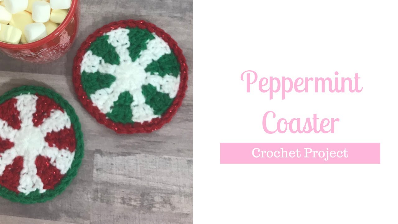 Crochet Peppermint Coasters | Crochet Tutorial | Christmas Crochet