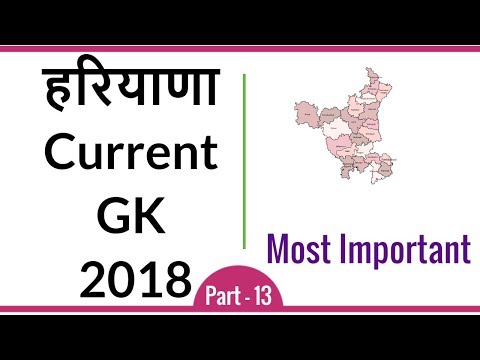 Haryana Current GK 2018 for HSSC Exams in Hindi - Most Important Questions - Part 13