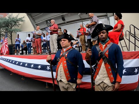 Re enectment of first public reading of the Declaration  of Independence outside of Philadelphia