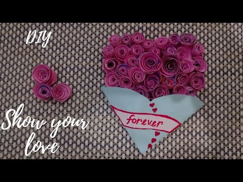 DIY : Paper flower bouquet / greeting card craft / paper quilling flowers