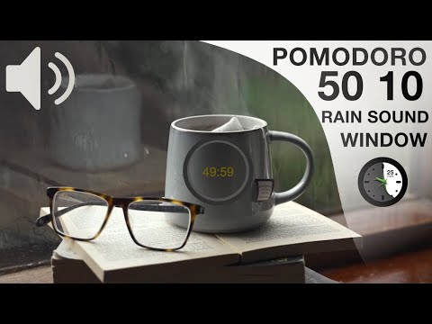 Pomodoro 50 10 Rain Sound on Window- 50 minutes timer x 4 | Pomodoro Technique & Study Timer 4 Hours