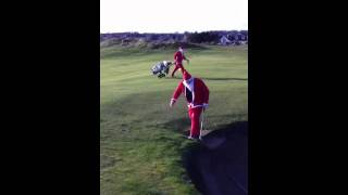 preview picture of video 'Laytown-Bettystown Bad Santa in a bunker at the Brighter the Better Golf Day 9th Dec '11'