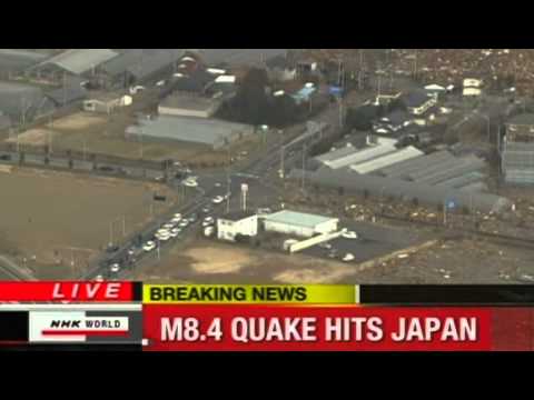 Tsunami 2011 in Japan - Helicopter Footage from NHK World (2011-03-11)