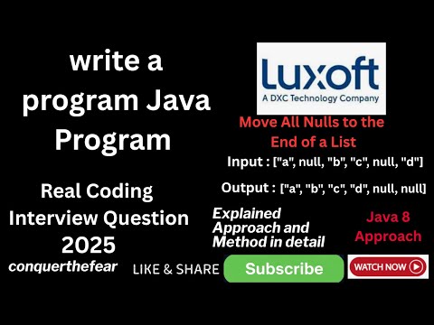 Real Java Coding Interview Question : Java 8 Move All Nulls to End of List | Coding Challenge