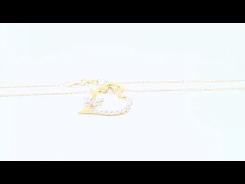 VP Jewels: Solid Gold and 0.15cts Diamonds Butterfly Heart Necklace