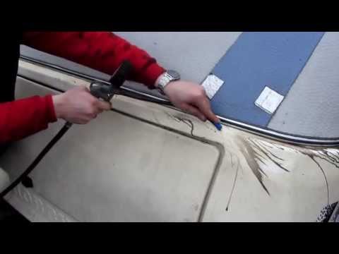 Wohnwagen Gaskasten flicken Hobby Risse ausbessern mit ACRIFIX®, Klebstoff, 1R 0192