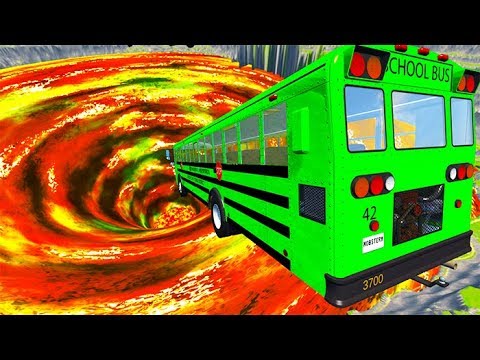 BeamNG drive - Jumping Into Volcano Vortex With Cars