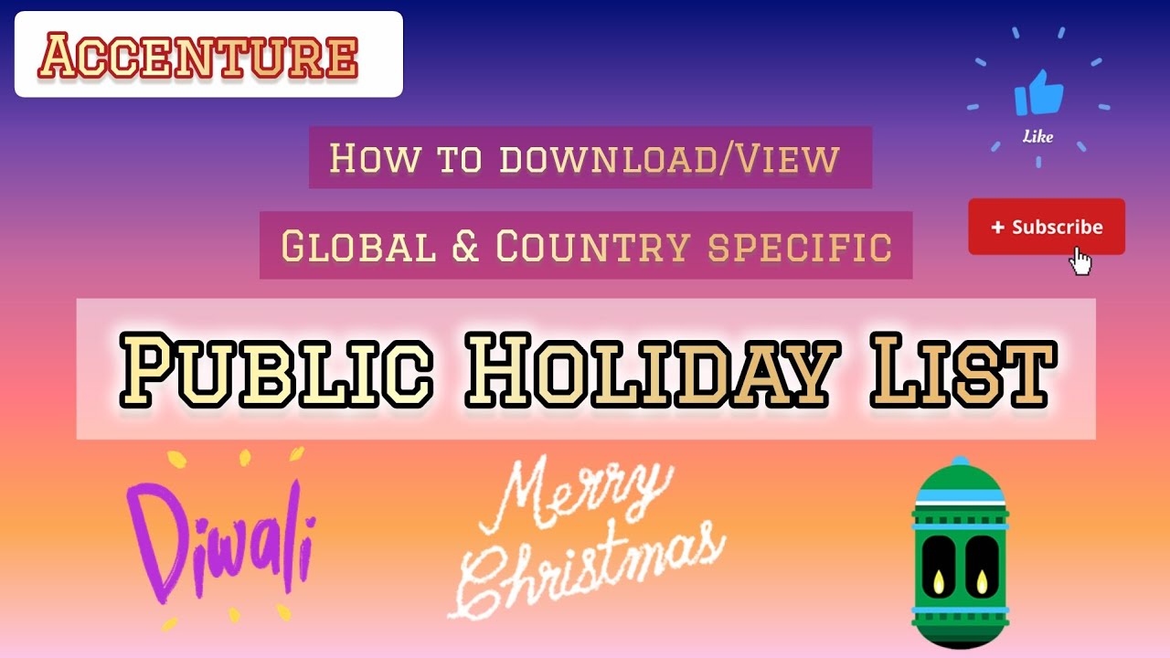 How to download View @Accenture public holiday list for current 2026 and previous year global india