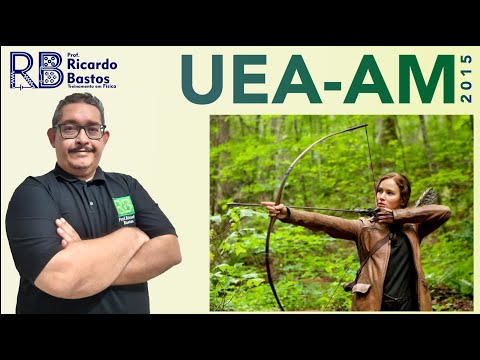 UEA 2015 | Numa prova de arco e flecha, uma competidora prepara-se para disparar uma flecha