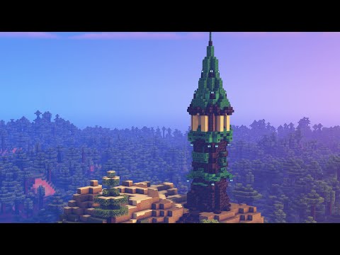 SquareMario - Minecraft Mountain Wizard Tower Timelapse #shorts