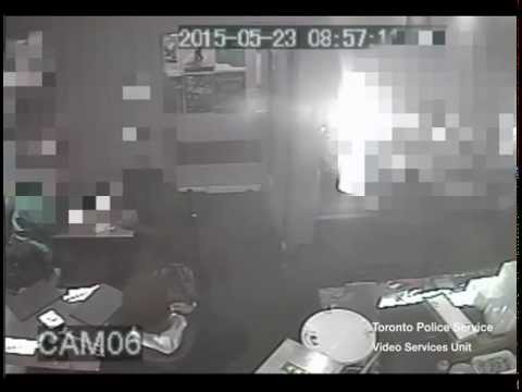 Security video of man stealing bag from woman who is blind