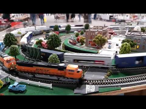 N-scale model train railroad layout.