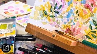 How to paint a colourful page of watercolour flowers with no stress!