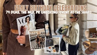 WEEKLY VLOG | early birthday celebrations, the ned, 74 dukes, pr unboxing, boo baskets 🥂✨🧁