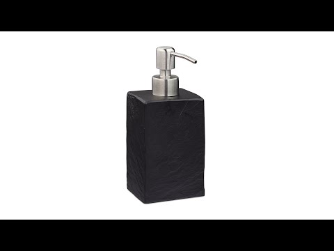 Porte-savon liquide aspect pierre carré Noir - Gris - Argenté