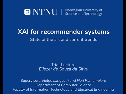 Tria lecture - eXplanaible AI for recommender systems: state of the art and current trends