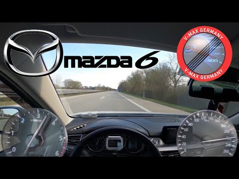 Madza 6 2.2 SKYACTIV-D 150 HP ACCELERATION & TOP SPEED 0-230 km/h by V-MAX GERMANY "GERMAN AUTOBAHN"
