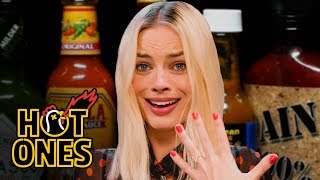 Margot Robbie Pushes Her Limits While Eating Spicy Wings | Hot Ones video