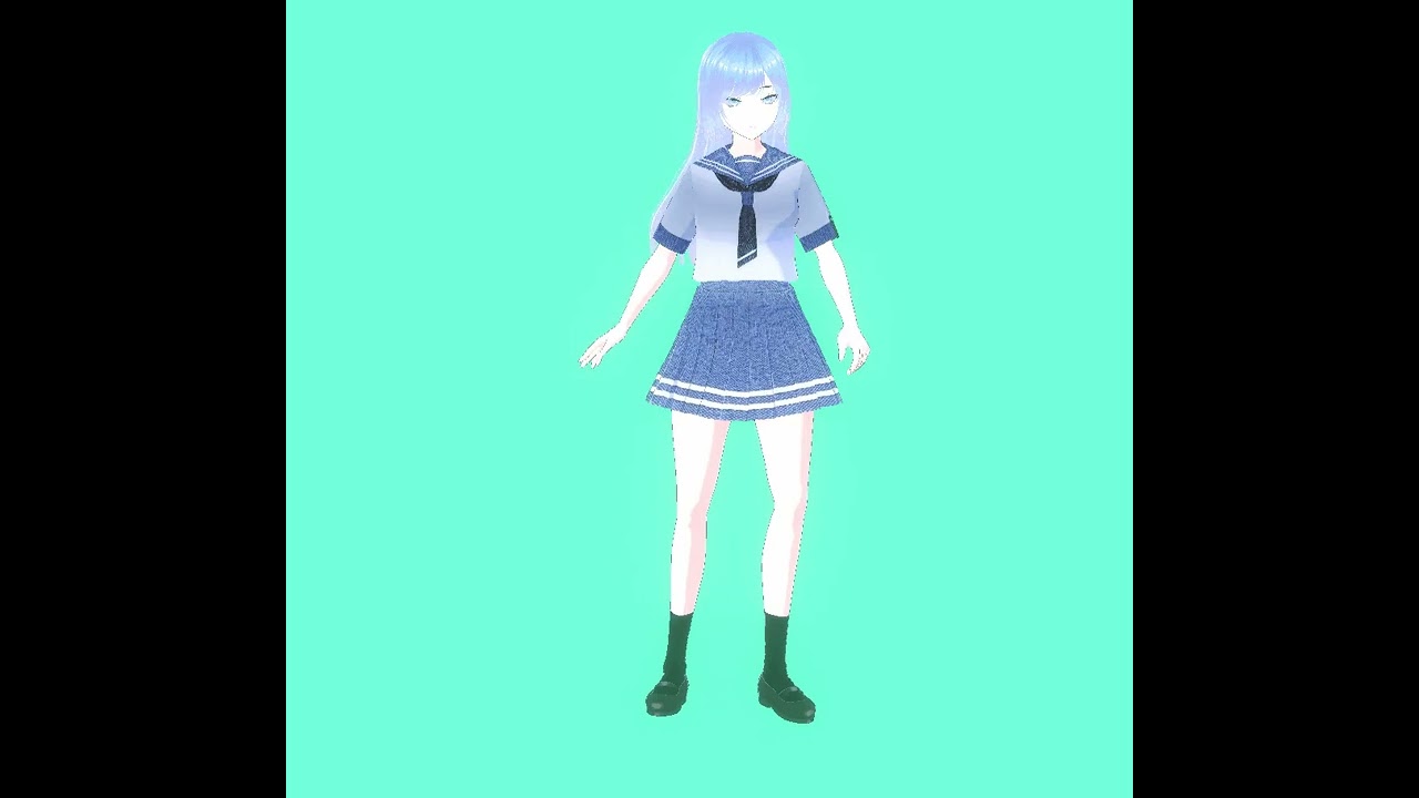 Anime School Girl VTUBER Animation and Game Ready 3D Model