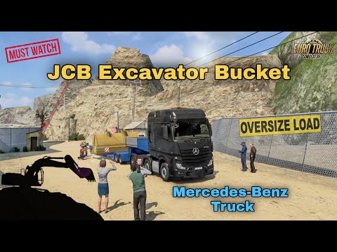 New Jcb Excavator Bucket  25t - Driving Mercedes Actros 625 Hp Truck - Prague to Nuremberg - Ets 2