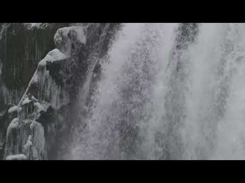 Waterfall Sounds For Sleeping - Winter Snowy Waterfall - Relaxation - 4 Hours - 4K
