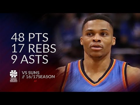 Russell Westbrook 48 pts 17 rebs 9 asts vs Suns 16/17 season