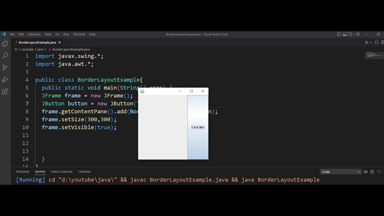 BorderLayoutExample in Java Swing