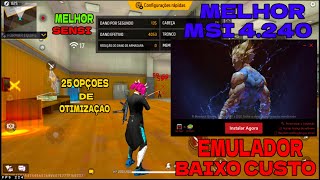 O MELHOR EMULADOR MSI LITE PC FRACO 🔥4.240.15.6305 LITE MELHOR SENSI + FREE FIRE V7A + DESEMPENHO🚀