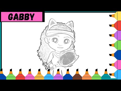 Colorindo a GABBY tenista do desenho a CASA MÁGICA de GABBY | Coloring GABBY'S DOLLHOUSE