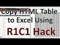 Copy HTML Table Data to Excel Spreadsheet using R1C1 Hack