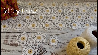 Crochet Daisy Motif Table Runner or Tablecloth, How to Join Motifs