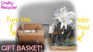 DIY gift basket made from cardboard box/ upcycle to bling