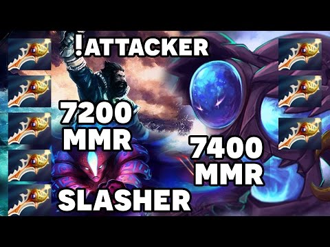 8 Rapiers Game - !Attacker Kunkka + Slasher Spectre vs 7400 MMR Arc Warden Spammer