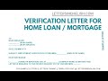 Employment verification letter for Home loan /  Mortgage - Employment Verification Letter
