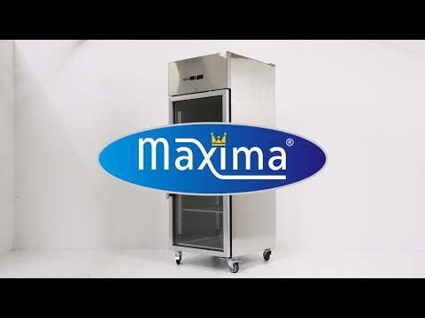 Maxima Gastro Gefrierschrank - 700 l - 3 Einstellbare Regale (2/1 GN) - Rostfreier Stahl - mit Glastür
