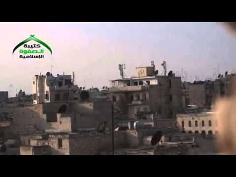 استهداف قوات النظام بقذائف الهاون من قبل كتيبة الصفوة الإسلامية في مدينة حلب