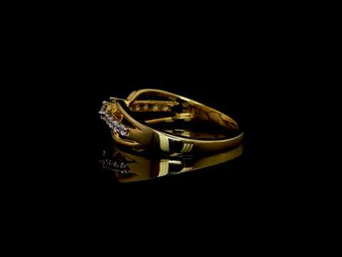 Fancy Gold Diamond Ring / Ladies Designer Double Curve Diamond Ring / Hallmarked Jewellery