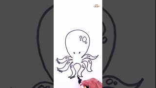 Octopus Drawing - Step by Step Easy Tutorial for Kids | Fun Sea Animal Art