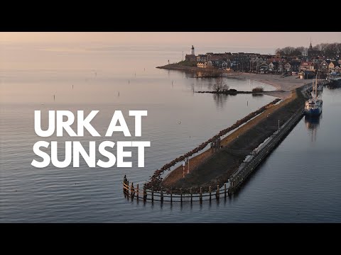 Urk from Above: Stunning Sunset Over the IJsselmeer | 4K Drone Footage