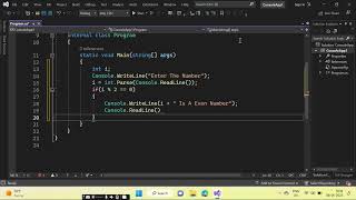 Download the video "Write C# program to check given number is even or odd . Accept Number From User(Visual Studio 2022)"