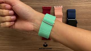 Vídeo de Pulseira Nylon Solo Chevron Verde Militar Compatível com Apple Watch