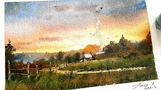 Another simple watercolor landscape painting